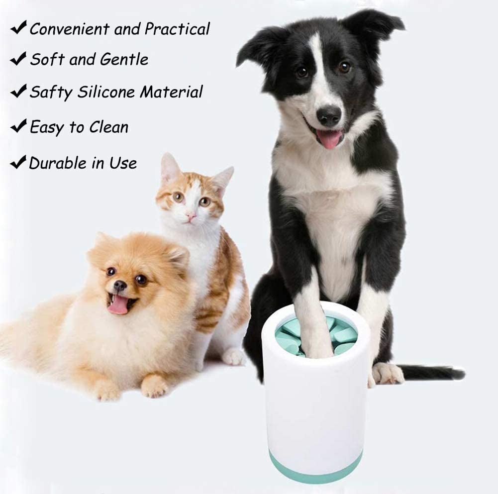 Dog Paw Cleaner - Portable Dog Paw Cleaner Foot Washer Cup for Small Medium Dogs and Cats Muddy Paw, Green S